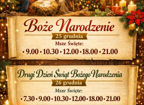 Święta w Archikatedrze: Godziny Mszy Świętych